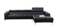 Black Bonded Leather Extra Large Ottoman with Cube Pattern Design and Silver Metal Legs