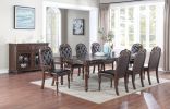Classic Brown Dining Table with Handcrafted Antique Carving Designs and 2 Leaves