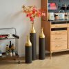 Set of 3, Tall Black and Gold Metal Vase Set in Three Different Sizes