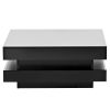 High Gloss Minimalist Design Black Square Coffee Table with 2 Tiers and Built-In LED Lights