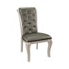 7 Piece Dining Set, 1 Rectangle Table with Extension Leaf, 6 Side Chairs, Crystal Button Tufted Back and Antique Cabriole Legs