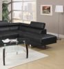 2-Piece Black Sectional L Shaped Sofa Set with Right Facing Chaise & Left Facing Sofa and Adjustable Headrests