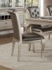 7 Piece Dining Set, 1 Rectangle Table with Extension Leaf, 6 Side Chairs, Crystal Button Tufted Back and Antique Cabriole Legs