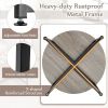 3-Piece Coffee Table Set with Round Coffee Table, 2 Square End Tables and Adjustable Foot Pads