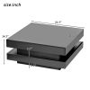High Gloss Minimalist Design Black Square Coffee Table with 2 Tiers and Built-In LED Lights