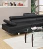 2-Piece Black Sectional L Shaped Sofa Set with Right Facing Chaise & Left Facing Sofa and Adjustable Headrests