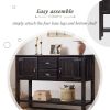 48'' Solid Wood Sideboard Console Table with 2 Drawers and 2 Cabinets and Open Bottom Shelf