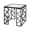 3 Piece Table Set, 1 Coffee Table & 2 End Tables with White Marble Print Tempered Glass Tops and Black Metal Finish Base
