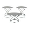 Marion Collection 3-Piece Table Set with Circular Intertwined Silver Metal Base and Black Tempered Glass Tops