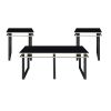 Zamir Collection Set of 3, 1 Coffee Table, 2 End Tables with Black Tempered Glass Tops, Gold-Hued Banding and Black Metal Finish Legs