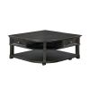 Charcoal Lift Top Coffee Table with Hidden Storage, Dovetail Drawer and Open Shelves