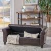 Hayes Ottoman Storage Bench with PU Brown Leather Upholstery and Rolled Arms
