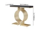 39.4" Modern Narrow Console Table with Geometric Metal Base Black Entryway Table