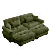 Over Size Modern Velvet Two-Seater Sofa with Ottoman and Matching Waist and Throw Pillows