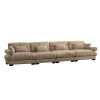 166” Oversized Couch, 4 Seater Modular Sectional Velvet Sofa with Matching Pillows