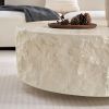 35.43' Round Fiberglass Coffee Table with Stone Design