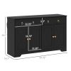 HOMCOM Black Storage Sideboard Cabinet with 4 Barn Style Doors, 2 Drawers and 2 Adjustable Shelves