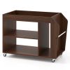 3-Tier Side End Table with Universal Wheels, 3 Open Bottom Compartments and Side Storage Rack