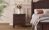 2-Drawer Classic Design Nightstand with Dark Walnut Finish