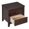 2-Drawer Classic Design Nightstand with Dark Walnut Finish