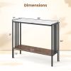 Modern Industrial Console Table with Sintered Stone Tabletop, 2-Tier Design, Anti-Slip Bumpers and Adjustable Foot Pads