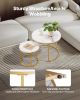 VEVOR Nesting Coffee Table Set with White Marble Pattern Tabletops and Gold Metal Frames