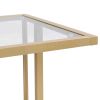 Gold & Acrylic 2 Tier Glass End Table with Open Bottom Shelf and L Shaped Frame