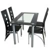 4 Piece Long Backrest Square Hollow Black Dining Chairs