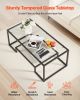 VEVOR Rectangle Coffee Table with Clear Tempered Glass, 2 Tier, Open Storage, and Black Metal Frame