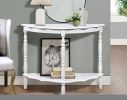 Retro Circular Curved Half-Moon Milk White Console Table with Cloud Design Top and Open Bottom Shelf