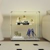Tempered Glass Display Storage Cabinet with Bluetooth LED Light Strip, Lockable Swivel Casters and Mobile App/Remote Control