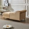 Modern Upholstery Velvet Chaise Lounge Chair with Hidden Storage, Matching Pillow and Gold Metal Legs