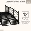 Metal Arch Garden Footbridge with Safety Side Rails, Decorative Arc with Delicate Scrollwork "S" Motifs