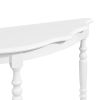 Retro Circular Curved Half-Moon Milk White Console Table with Cloud Design Top and Open Bottom Shelf