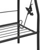 3 Layer Black Iron Plant Rack with Leaf Decorated Design and Anti-Tip Safety Attachment