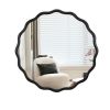 36" Round Modern Wall Mirror with Black Wavy Frame Design, HD Reflection and Perfect for Any Room