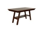 Dark Walnut Finish Rectangle Dining Table with Open Bottom Shelf