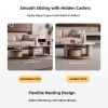 31.5” Round Nesting Coffee Table Set with Marble Tabletop, Smoked Glass Shelf, Storage, Expandable Design and Rotating Wheels