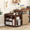 3-Tier Side End Table with Universal Wheels, 3 Open Bottom Compartments and Side Storage Rack