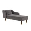 Gray Velvet Modern Chaise Lounge Chair with Removable Pillow and Tilted Backrest & Curved Armrests
