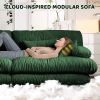 Green Chenille 2 Seater Cloud Couch with Matching Throw & Lumbar Pillows