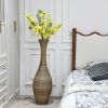 40" Elegant Beige Artificial Rattan Floor Vase