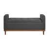 Gray Modern Button Tufted Lift Top Ottoman or Storage Bench with Walnut Finish Frame