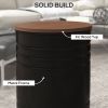 Round Metal Ottoman Set of 2 with Hidden Storage and Wooden Lids