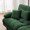 Green Chenille 2 Seater Cloud Couch with Matching Throw & Lumbar Pillows