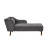Gray Velvet Modern Chaise Lounge Chair with Removable Pillow and Tilted Backrest & Curved Armrests