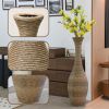 40" Elegant Beige Artificial Rattan Floor Vase