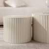 Beige Nesting Coffee Table Set of 2 with Wave Stripe Design