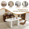 62.9 Inch Oval Dining Table for 6, Marble Top Kitchen Table with Wood Strip Base