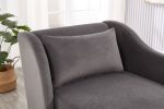 Gray Velvet Modern Chaise Lounge Chair with Removable Pillow and Tilted Backrest & Curved Armrests